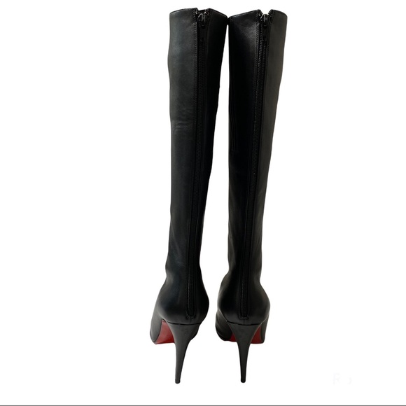 Christian Louboutin Alta Ariella Black Leather Knee High Boots 41 - Picture 7 of 16